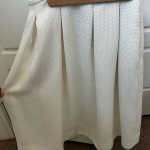 Reiss Ivory Textured Pleated Midi Skirt